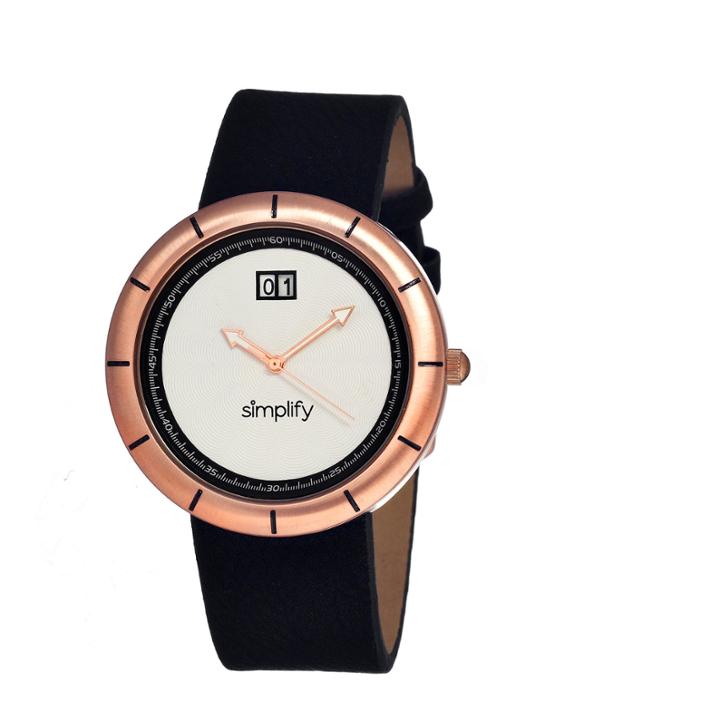 Simplify Mens The 1300 Black Leather-band Watch With Date Sim1304