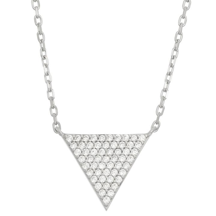 Diamonart Womens 5/8 Ct. T.w. White Cubic Zirconia Triangle Pendant Necklace