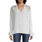 A.n.a Embroidered Shoulder Peasant Top