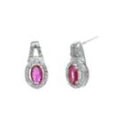 1/7 Ct. T.w. Diamond And Lead Glass-filled Ruby 10k White Gold Oval Drop Earrings