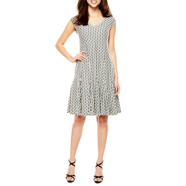 Danny & Nicole Sleeveless Geometric Fit & Flare Dress