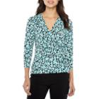 Black Label By Evan-picone 3/4 Sleeve Wrap Shirt