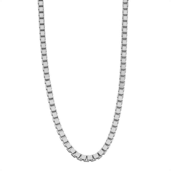 Sterling Silver Solid Box 20 Inch Chain Necklace