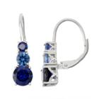 Lab-created Sapphire Silver Leverback Earrings