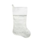 20.5 Iridescent Glitter Snowflake Print Christmas Stocking With White Faux Fur Cuff