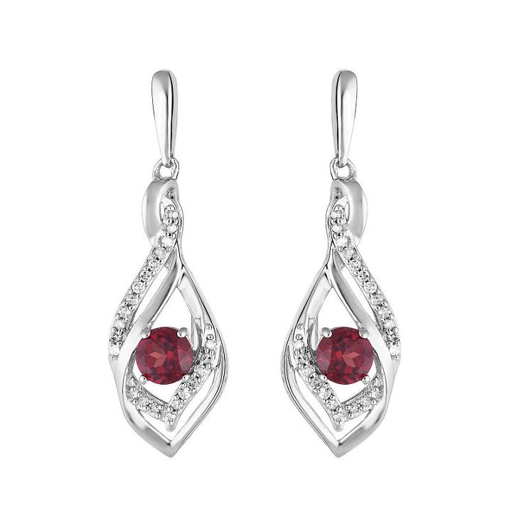 1/8 Ct. T.w. Genuine Red Garnet 10k White Gold Round Drop Earrings