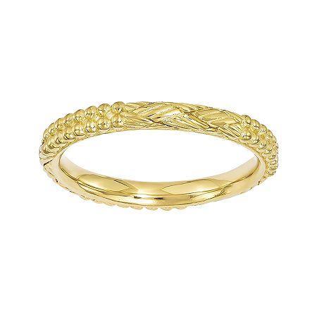 Personally Stackable 18k Yellow Gold Over Sterling Silver Patterned Ring