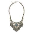 Mixit&trade; Antiqued Gold-tone Leaf Fringe Bohemian Necklace