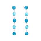 Sparkle Allure Aqua Crystal 5 Pave Ball Silver Plated Drop Earrings