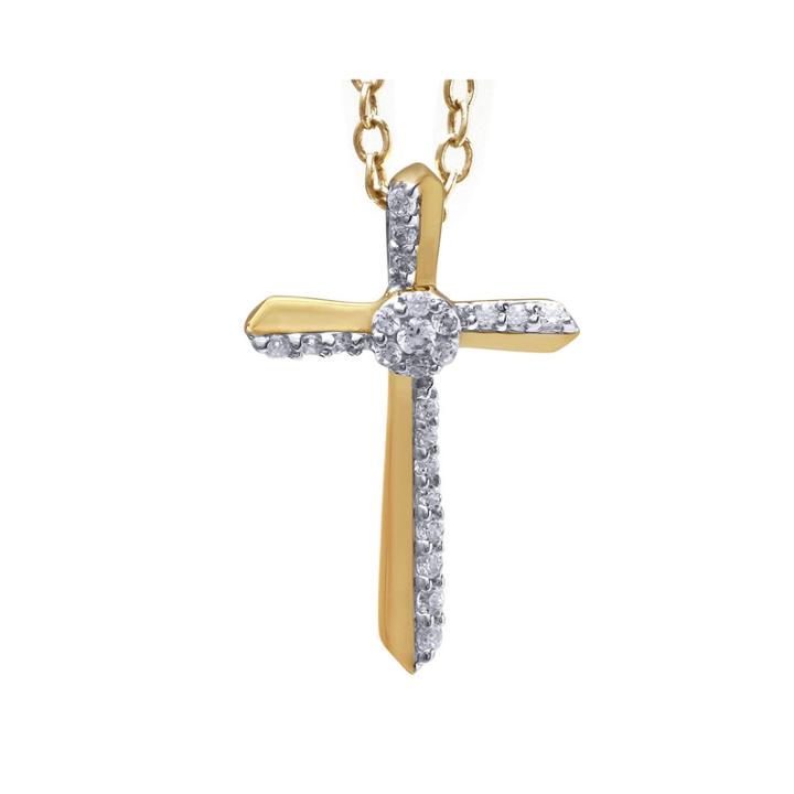 1/10 Ct. T.w. Diamond 14k Yellow Gold Cross Pendant Necklace