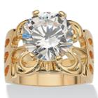 Womens 6 Ct.t.w. Round White Cubic Zirconia Gold Over Brass Engagement Ring