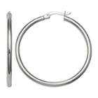 Silver Reflections Silver Plated 40mm Polished Pure Silver Over Brass 40mm Round Hoop Earrings