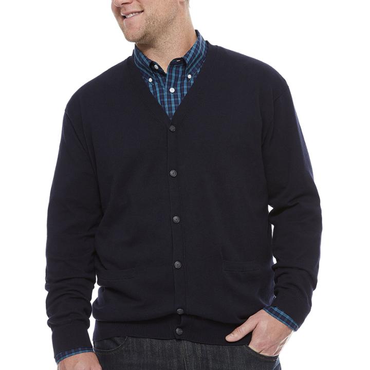 Claiborne Long Sleeve Knit Cardigan Big And Tall
