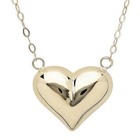 14k Yellow Gold Polished Puffed Heart Necklace