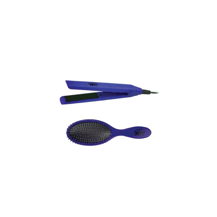 The Wet Brush Mini Flat Iron/brush Combo - Cobalt Blue