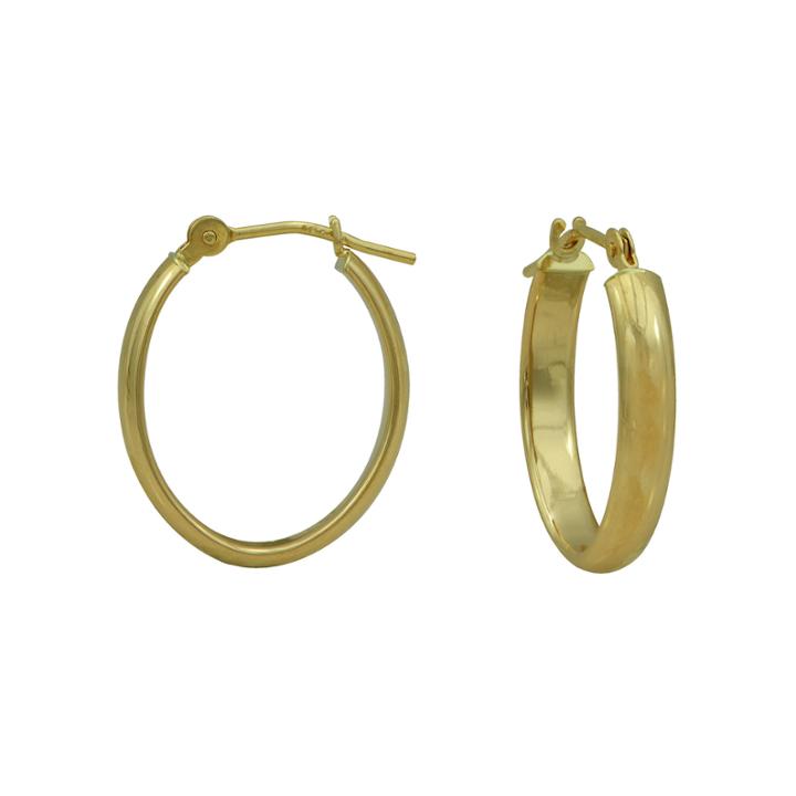 Majestique&trade; 18k Yellow Gold 14mm Oval Hoop Earrings