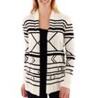 Stylus&trade; Long-sleeve Intarsia Flyaway Cardigan Sweater - Tall