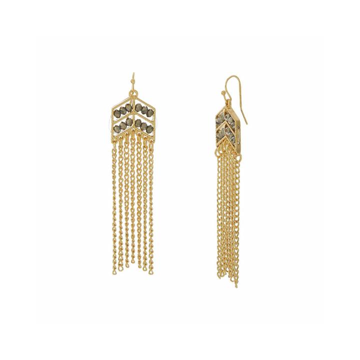 Natasha Chevron Beaded Gold-tone Earrings