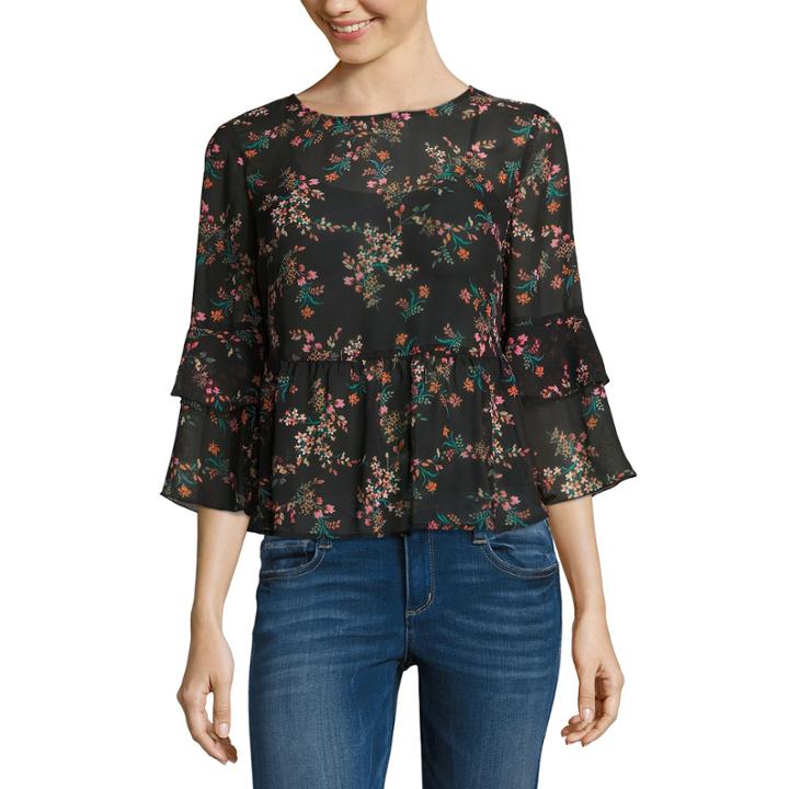 Arizona Sheer Peplum Top- Juniors