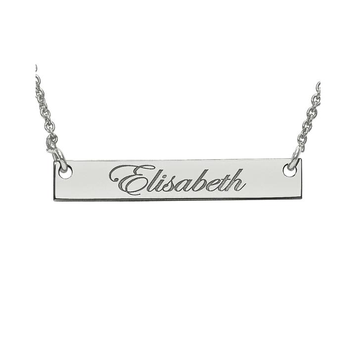 Personalized 4x26mm Script Name Bar Necklace