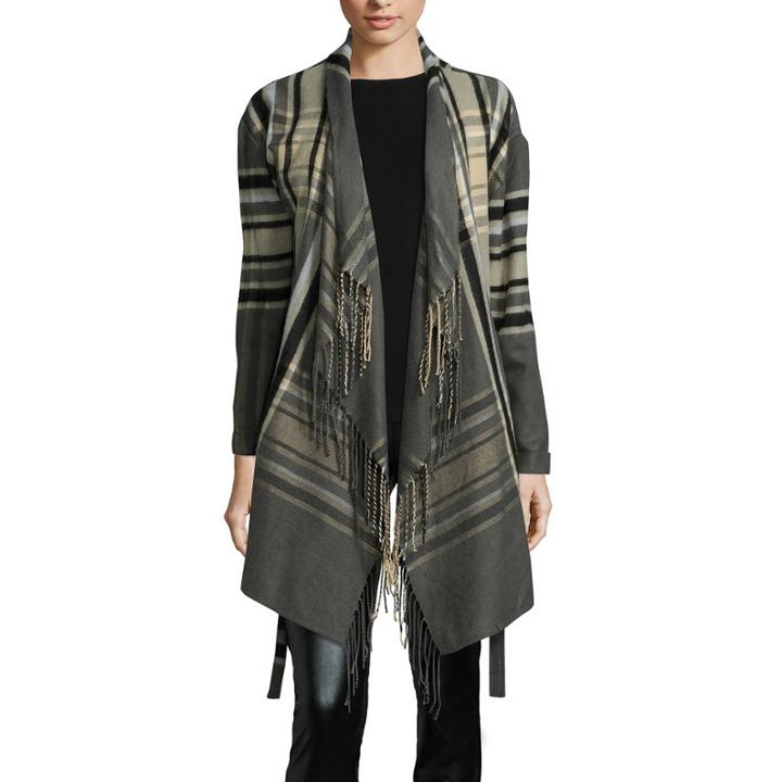 I Jeans By Buffalo Long-sleeve Plaid Open-front Jacket