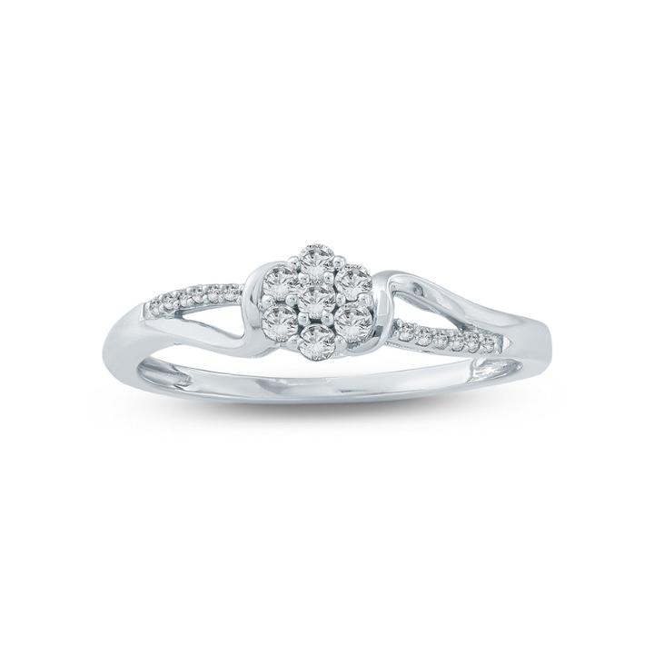 Womens 1/6 Ct. T.w. Genuine Round White Diamond 10k Gold Promise Ring