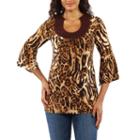 24/7 Comfort Apparel Loveley Leopard Tunic Top