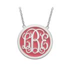 Personalized Sterling Silver Round 32mm Enamel Monogram Necklace