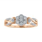Womens 1/10 Ct. T.w. Genuine Diamond White 14k Rose Gold Over Silver Sterling Silver Cocktail Ring