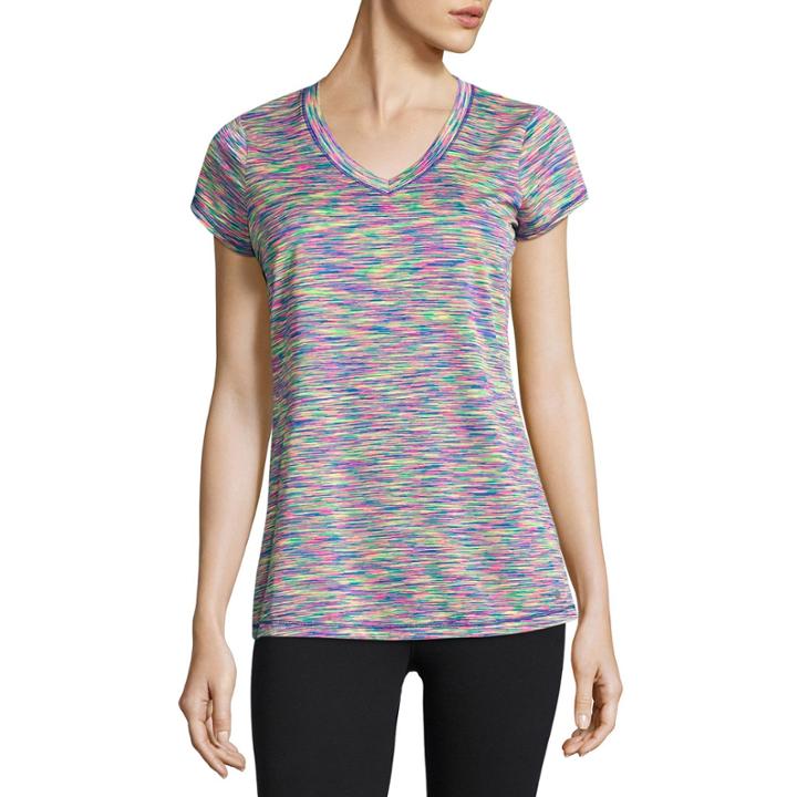 Xersion Short Sleeve V Neck Pattern T-shirt-womens