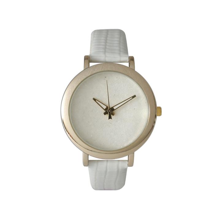 Olivia Pratt Womens Colored Metallic Stone Dial White Leather Watch 26359white