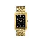 Caravelle New York Mens Black Rectangle Dial & Gold-tone Bracelet Watch 44a103