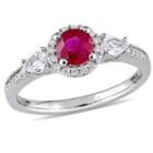 Womens 1/8 Ct. T.w. Genuine Round Red Ruby 14k Gold Cocktail Ring