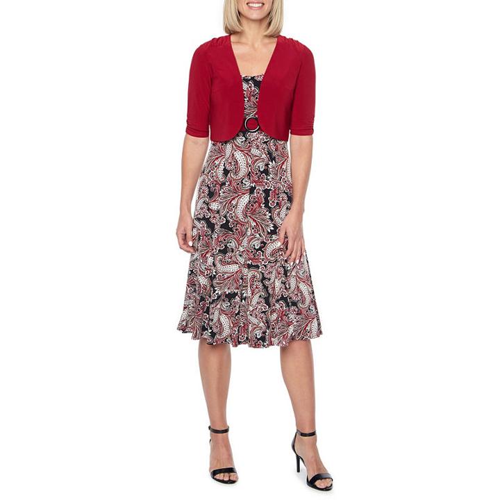 Perceptions Elbow Sleeve Puff Print Jacket Dress