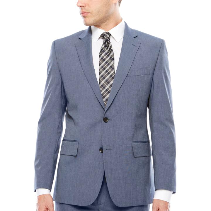 Jf J. Ferrar Texture Stretch Light Blue Jacket- Classic Fit