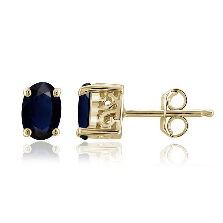Genuine Blue Sapphire 14k Gold Over Silver 6.1mm Stud Earrings