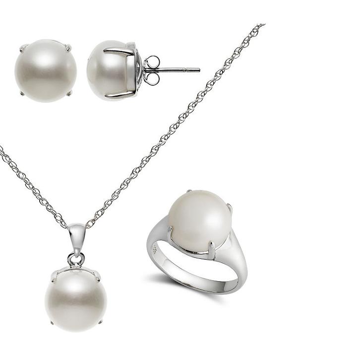 Womens 4-pc. White Sterling Silver Jewelry Set