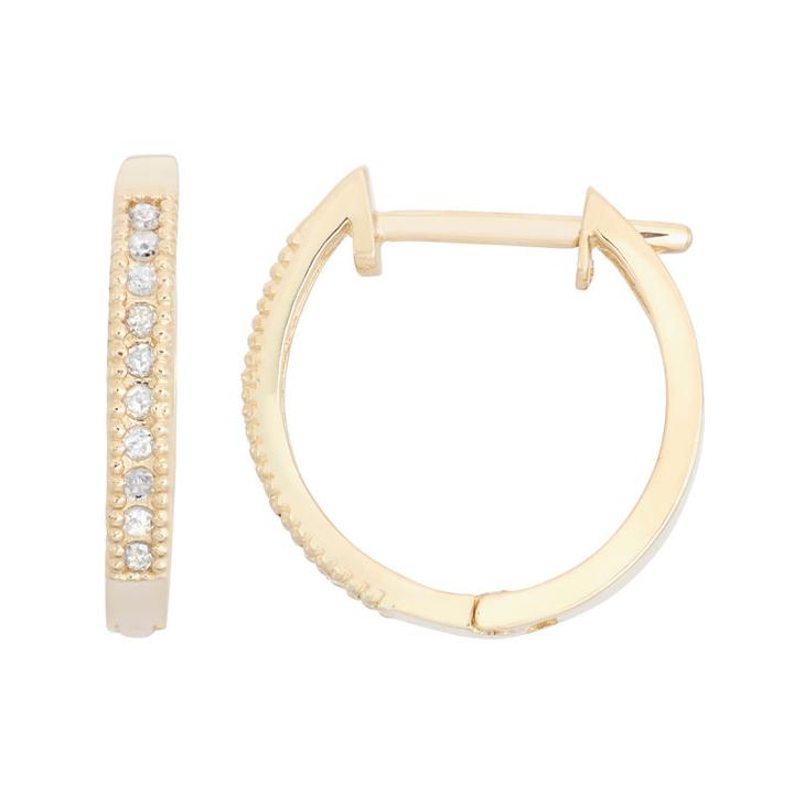 1/10 Ct. T.w. Genuine White Diamond 10k Gold 13.9mm Hoop Earrings
