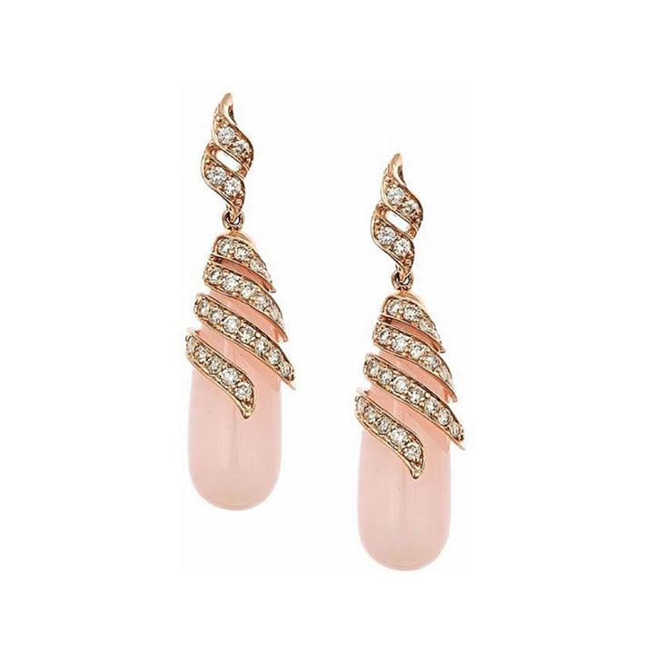 1 Ct. T.w. Pink Opal 10k Gold Drop Earrings
