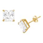 Diamonart 1 1/4 Ct. T.w. Princess White Cubic Zirconia 10k Gold Over Silver Stud Earrings