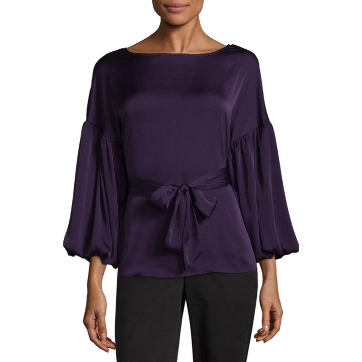 Worthington Volume Sleeve Tie Blouse