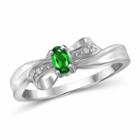 Womens Diamond Accent Chrome Diopside Green Sterling Silver Delicate Ring