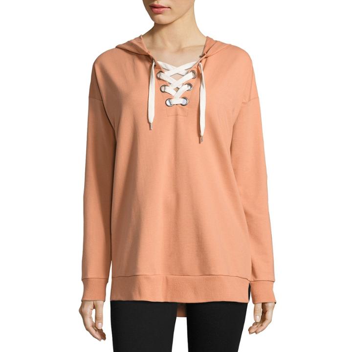 Flirtitude French Terry Lace Up Hoodie- Juniors