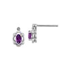 Diamond Accent Oval Purple Amethyst Sterling Silver Stud Earrings