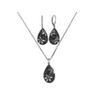 Womens 3-pc. Black Crystal Sterling Silver Jewelry Set
