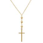 Infinite Gold&trade; 14k Yellow Gold Beaded Cross Necklace