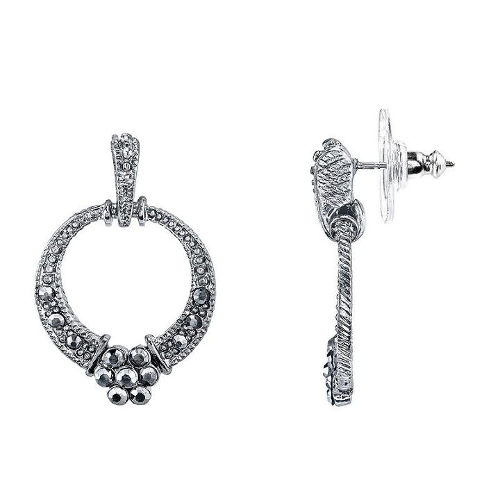 1928 Vintage Inspirations Gray Brass Hoop Earrings