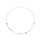 Genuine Blue And Pink Chalcedony Rose Gold Over Silver Necklace