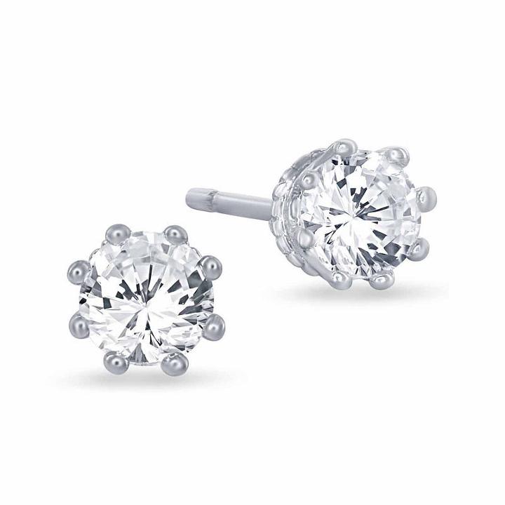 Enchanted Disney Fine Jewelry 5/8 C.t.t.w. 10k White Gold Disney Princess Crown Stud Earrings