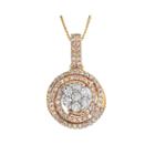 Diamond Blossom 1 Ct. T.w. Diamond 14k Two-tone Gold Swirl Cluster Pendant Necklace
